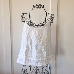 BKE White Lace Tank Top Spaghetti Strap Cotton